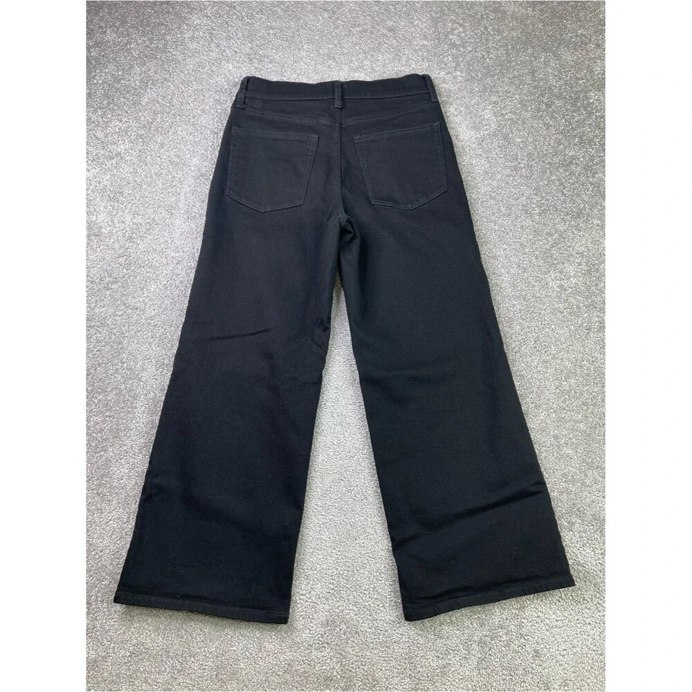 J. Crew Factory Jeans Women's 28 Black Wide Leg Cropped Slim Fit High Rise Denim